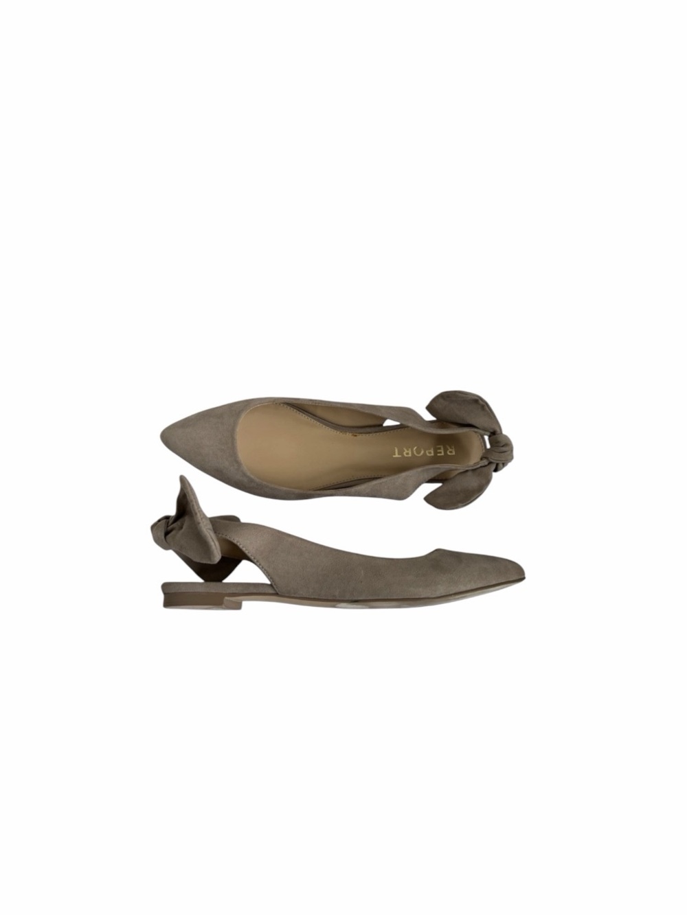 Report Shania classic taupe nude slip on sling back bow detail flat shoes  9 1/2